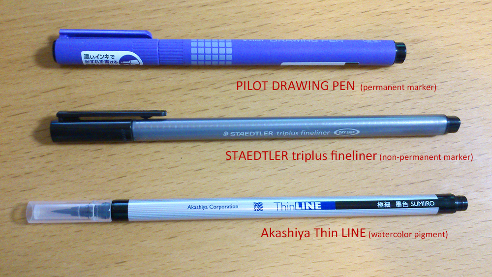 I bought three drawing pens.