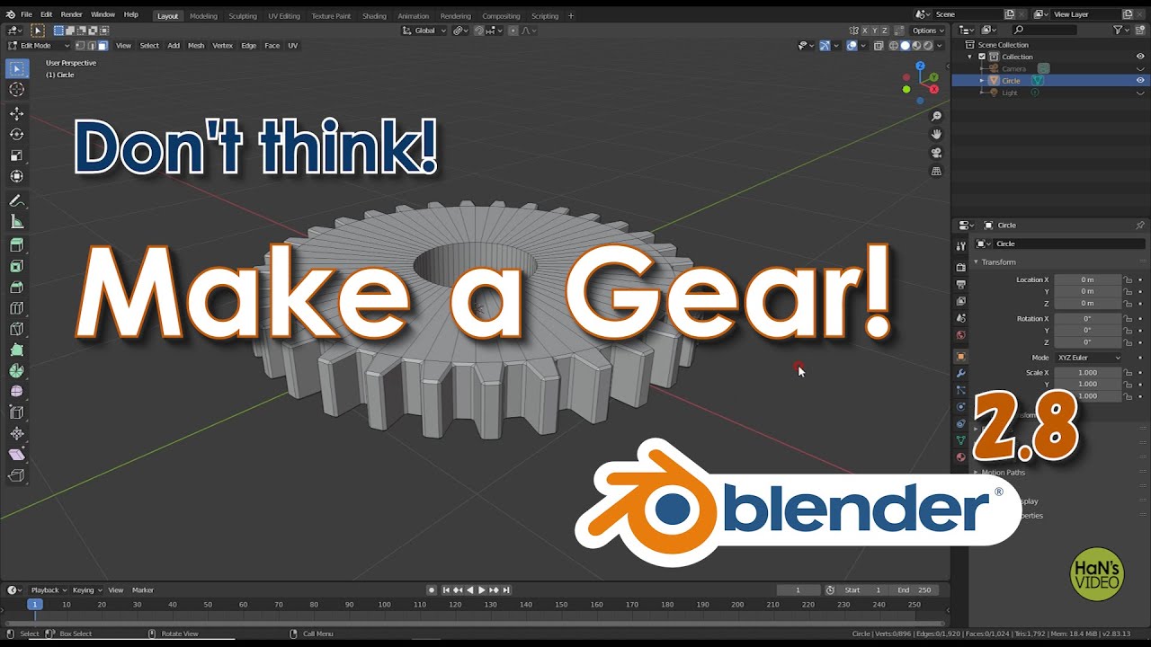 Make a Gear! This is an easy way to make a gear by Blender. [超? 簡単“ギア”の作り方!]