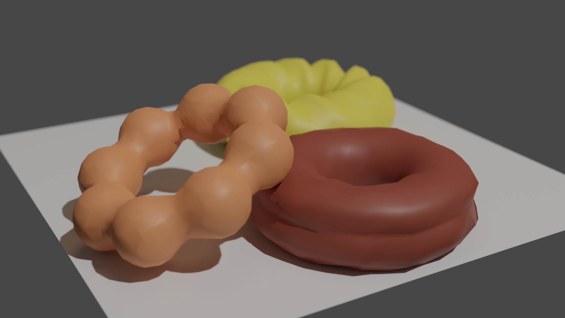 Blender で簡単! ドーナツをモデリング : チョコリング、フレンチクルーラー、ポンデリング